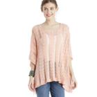 Sole Society Sole Society Sheer Cable Knit Poncho - Peach