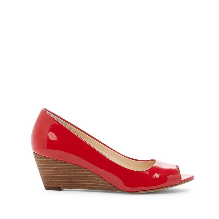 Sole Society Sole Society Laurie Peep Toe Wedge - Cherry Red-5.5