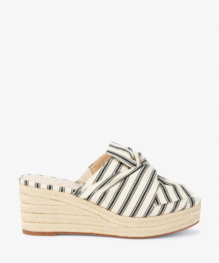 Sole Society Sole Society Carima Tie Espadrille Wedges Cream Black Size 5.5 Fabric