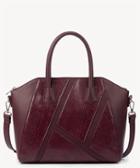 Sole Society Sole Society Chase Vegan Panel Satchel W/ Exotic Detail Bag Bordeaux Leather