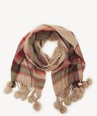 Sole Society Women's Plaid Scarf With Pom Detail Camel Combo Acrylic From Sole Society