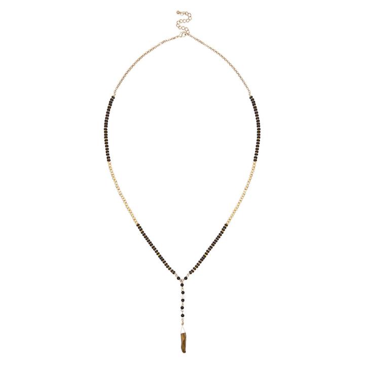Sole Society Sole Society Wood Beaded Y-necklace - Black Cream