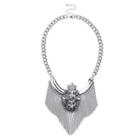 Sole Society Sole Society Crystal Fringe Statement Necklace - Silver