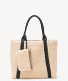 Sole Society Women's Drury Tote Sherpa Mix Pewter Combo Vegan Leather Sherpa From Sole Society