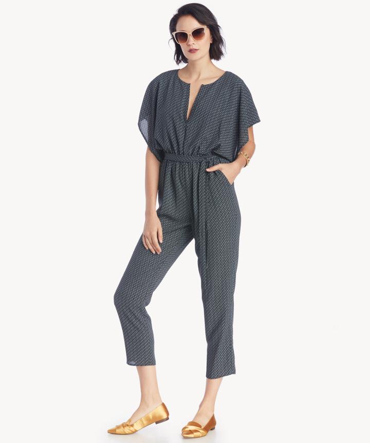 1. State 1. State Women's Flounce Sleeve Dash Track Jumpsuit In Color: Black/jade Size Xs From Sole Society