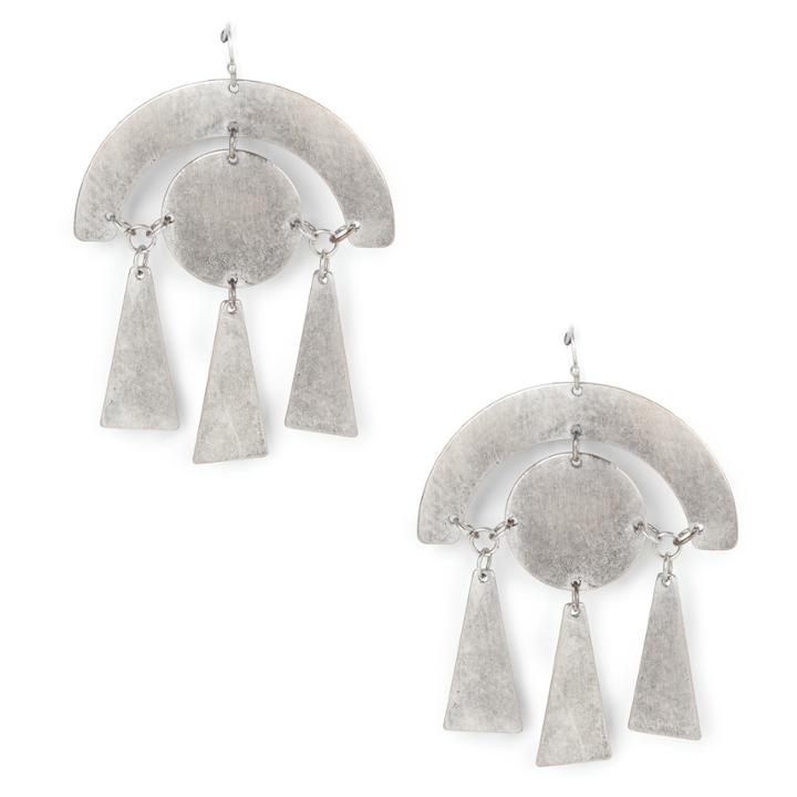 Sole Society Sole Society Geo Statement Drop Earrings - Antique Silver