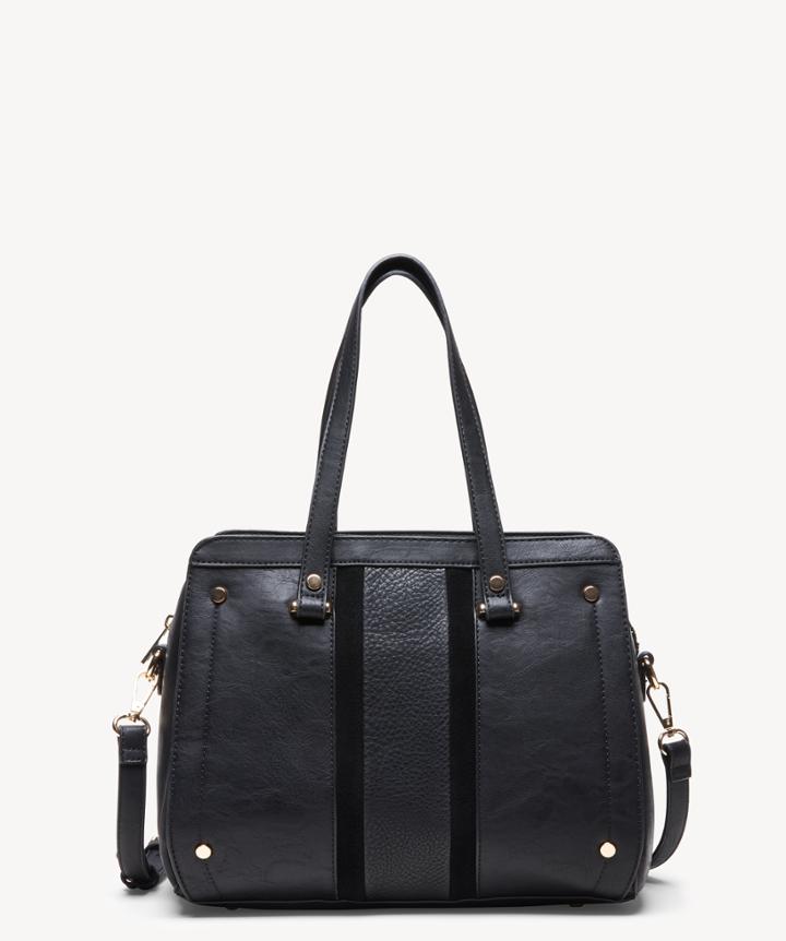 Sole Society Women's Ragna Satchel Genuine Suede Mix In Color: Black Bag From Sole Society