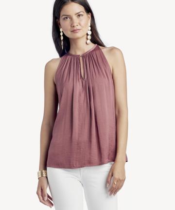 Vince Camuto Vince Camuto Women's S/l Rumple Keyhole Halter Blouse In Color: Summer Rose Size Xs From Sole Society
