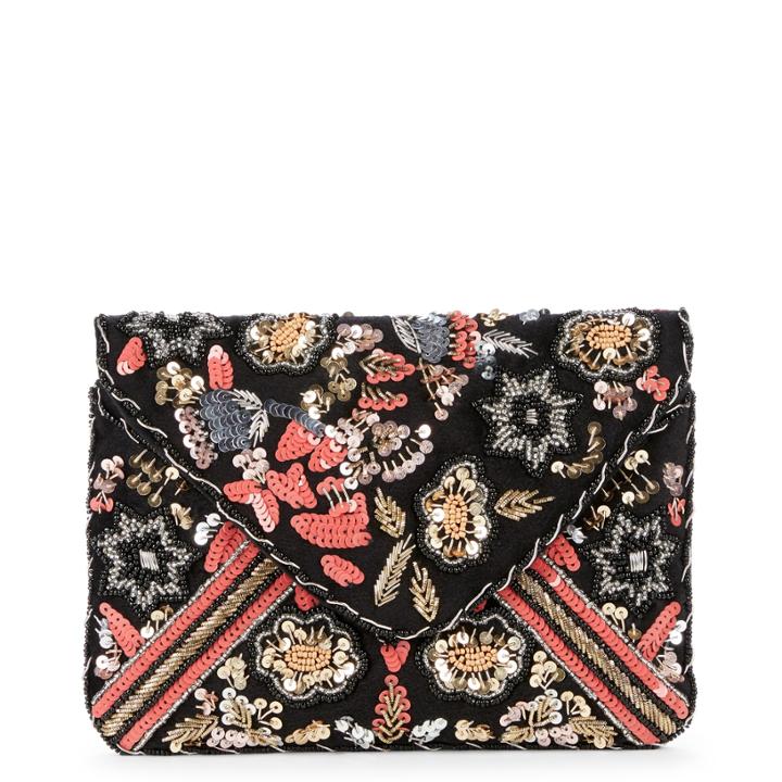 Sole Society Sole Society Denisse Floral Sequined And Beaded Clutch - Multi-one Size