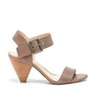 Sole Society Sole Society Missy Leather Mid Heel Sandal - Slater Taupe