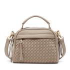 Sole Society Sole Society Jojo Double Compartment Woven Crossbody - Grey