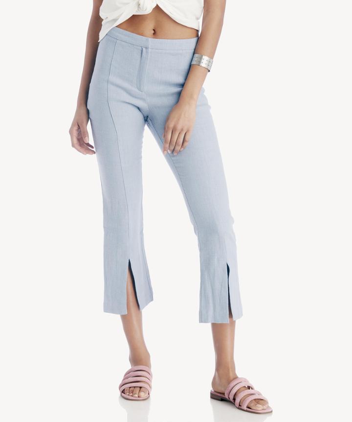 Moon River Moon River Cropped Pant With Slits - Sky-xs