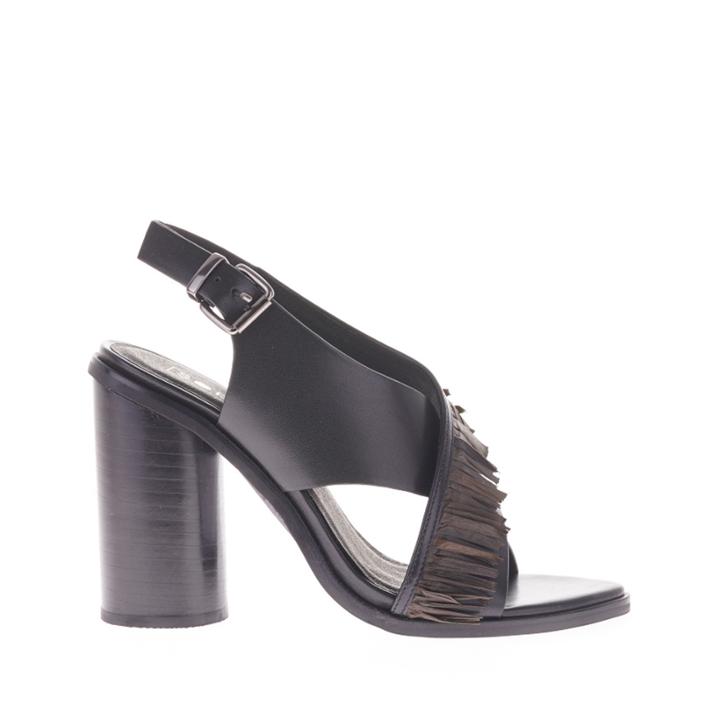 Sol Sana Sol Sana Casey Heel Fringe Slingback Sandal - Black