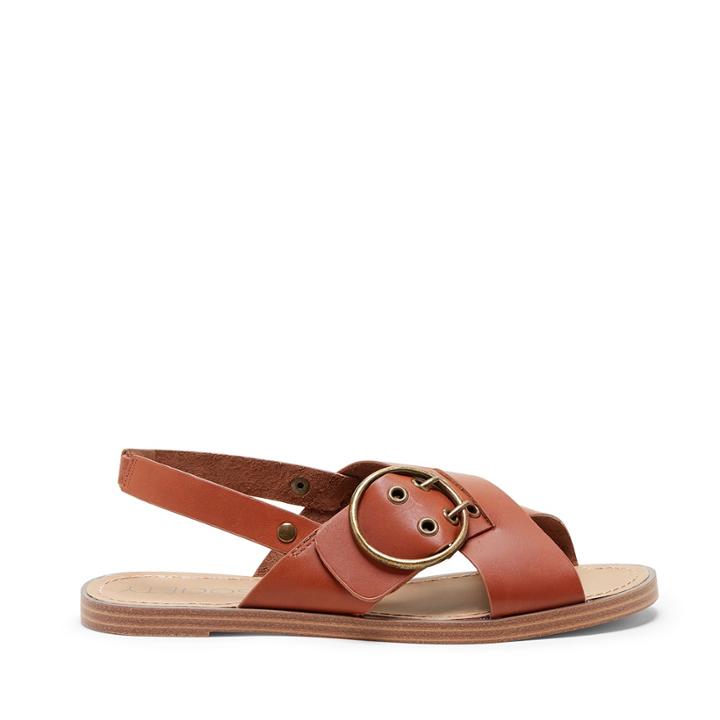 Sole Society Sole Society Misha Oversized Buckle Flat - Cognac