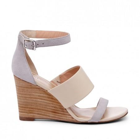 Solesociety Kea Colorblock Wedge - Silver Sconce Ecru