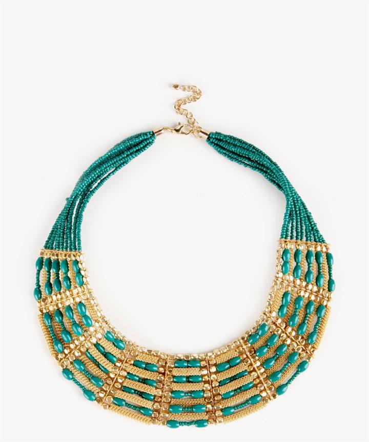 Sole Society Sole Society Tribal Beaded Collar Necklace Jade Green One Size Os