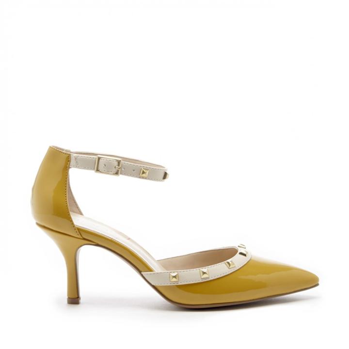 Sole Society Sole Society Anneke Mid Heel Pump - Mustard Ecru-9