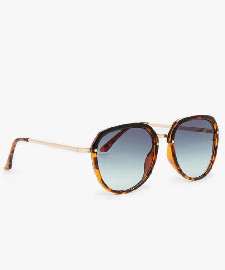 Sole Society Sole Society Charli Slim Frame Round Sunglasses - Tortoise-one Size