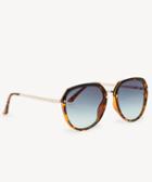 Sole Society Sole Society Charli Slim Frame Round Sunglasses - Tortoise-one Size