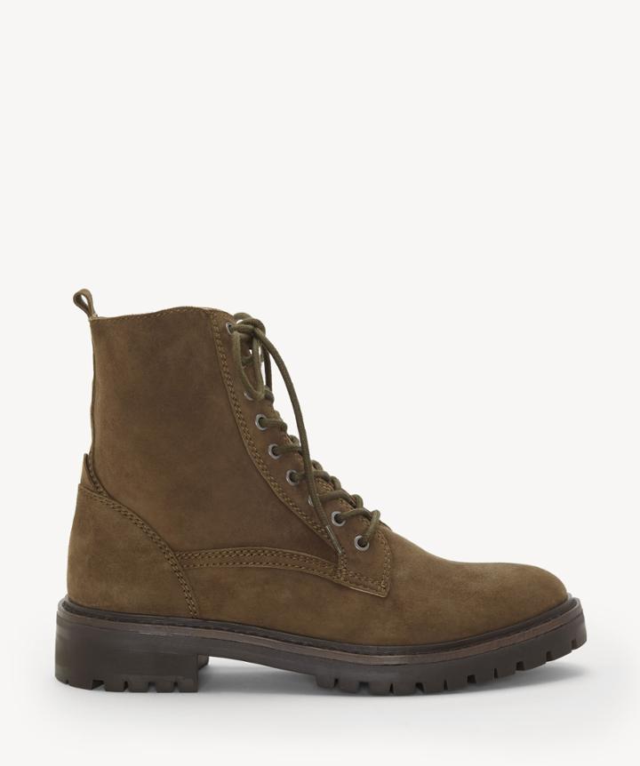 Lucky Brand Lucky Brand Women's Idara Lace Up Flats Bootie Military Green Size 5 Suede From Sole Society