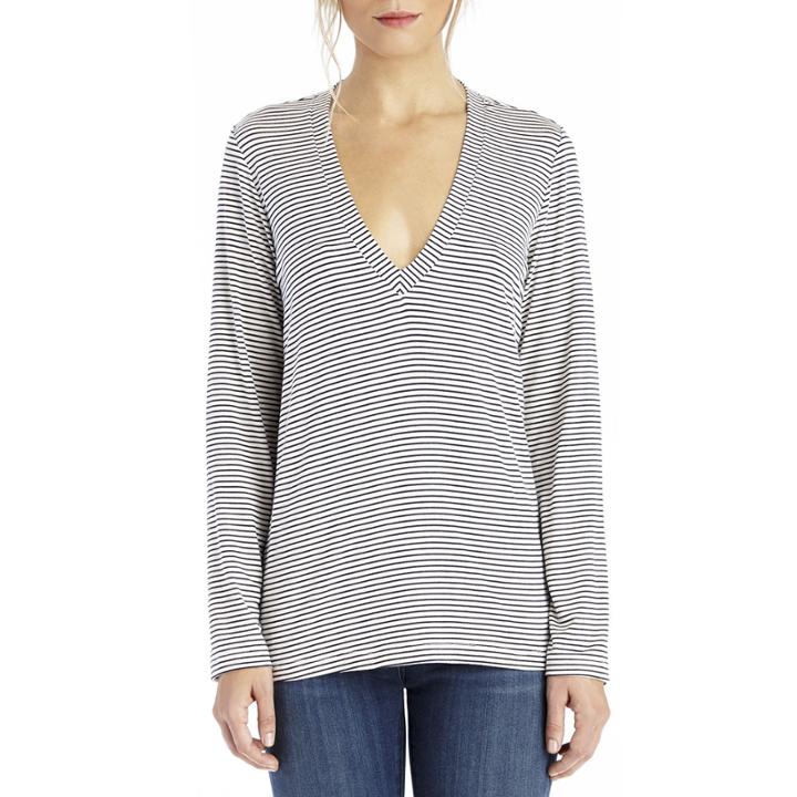 Stylesaint Stylesaint Beechwood Long Sleeved V-neck Tee - Stripe