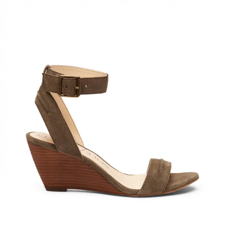 Sole Society Sole Society Georgia Mid Heel Wedge Sandal - Army-6.5