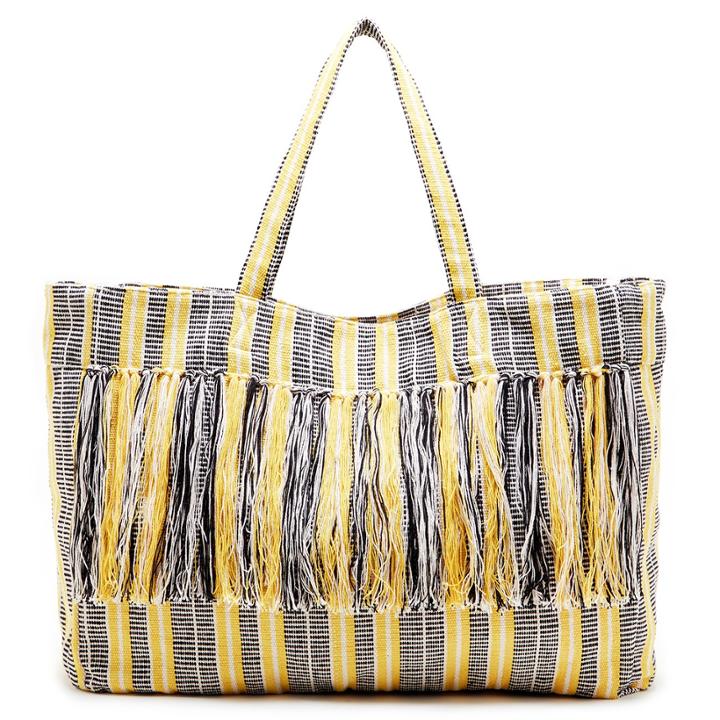 Sole Society Sole Society Hendrix Oversize Fabric Tote W/ Fringe - Citrine