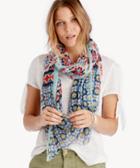 Sole Society Sole Society Mixed Tile Print Scarf Blue Multi One Size Cotton Modal