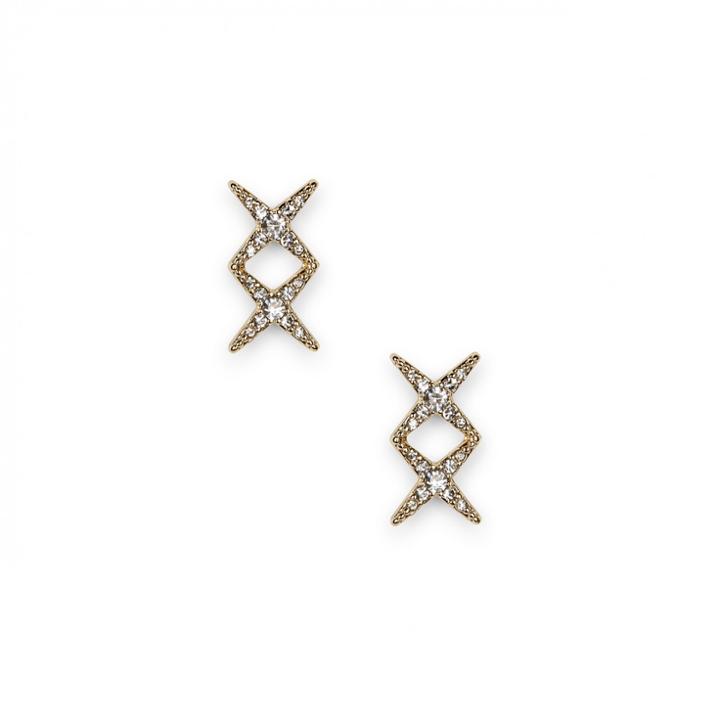 Sole Society Sole Society Double X Crystal Earrings - Gold-one Size