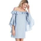 Wayf Wayf Kiera Off Shoulder Ruffle Dress - Chambray-x-small