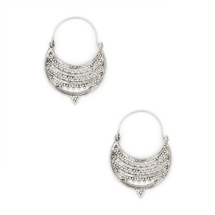 Sole Society Sole Society Ornate Tribal Hoops - Antique Silver-one Size
