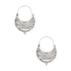 Sole Society Sole Society Ornate Tribal Hoops - Antique Silver-one Size