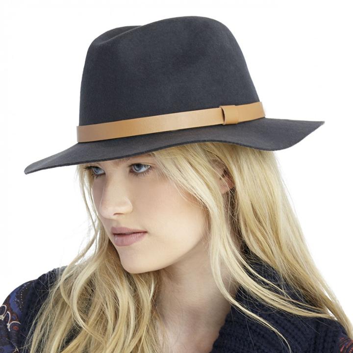 Sole Society Sole Society Wide Brim Fedora With Band - Slate-one Size