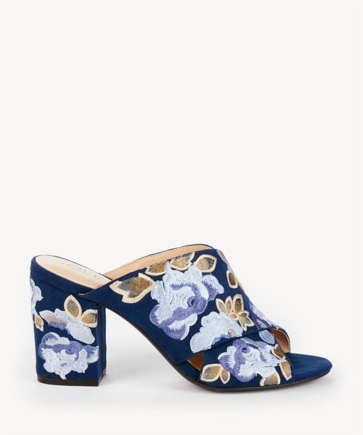 Sole Society Sole Society Luella Criss Cross Mules Navy/blue Multi Size 6 Suede