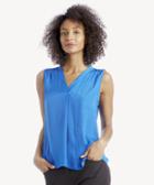 Vince Camuto Vince Camuto Women's S/l V Neck Rumple Blouse In Color: Cobalt Blue Size Xs From Sole Society