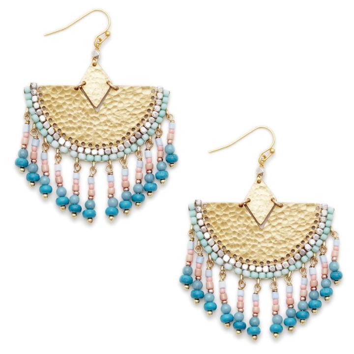 Sole Society Sole Society Beaded Mosaic Statement Earrings - Multi
