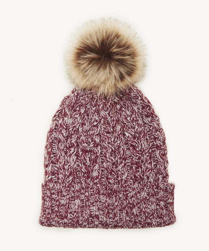 Sole Society Women's Waffle Knit Beanie Hat With Pom Detail Oxblood One Size Acrylic From Sole Society