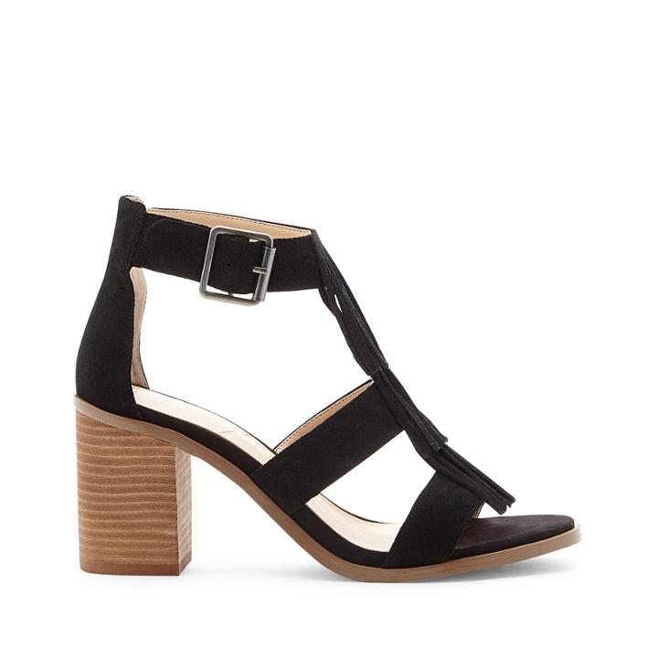 Sole Society Sole Society Delilah Fringe Heeled Sandal - Black