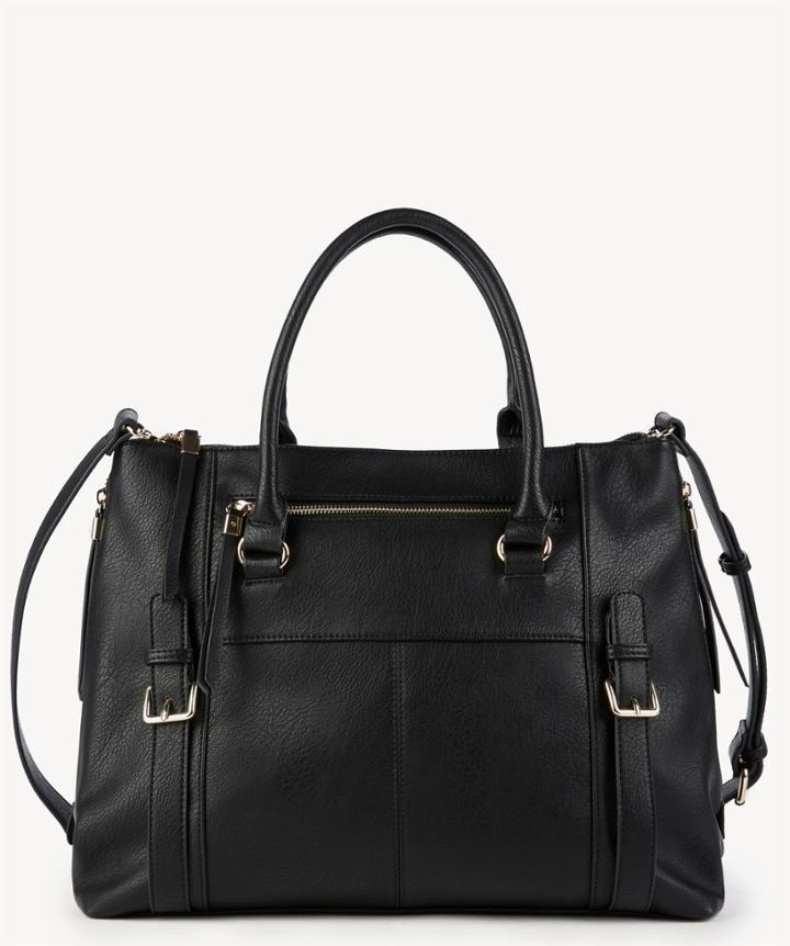 Sole Society Sole Society Inez Tote Vegan Buckle Black Leather