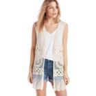 Sole Society Sole Society Crochet Vest With Lace Trim - Ivory