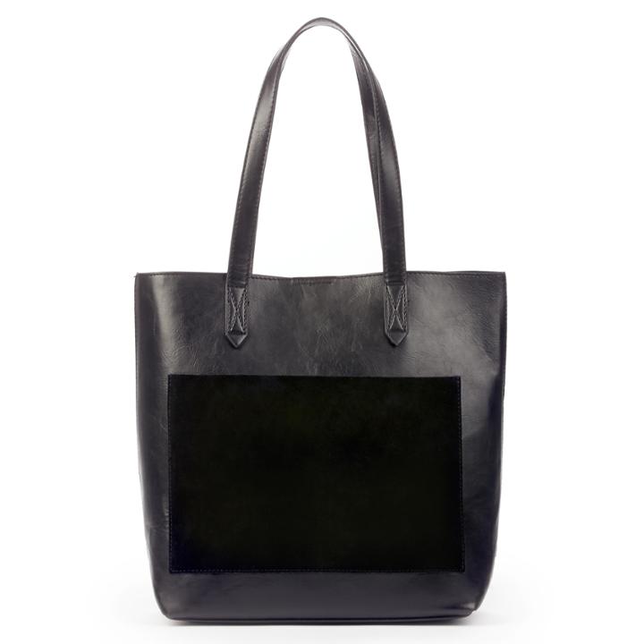 Sole Society Sole Society Trish Shopper Tote W/ Genuine Suede Front Pocket - Black