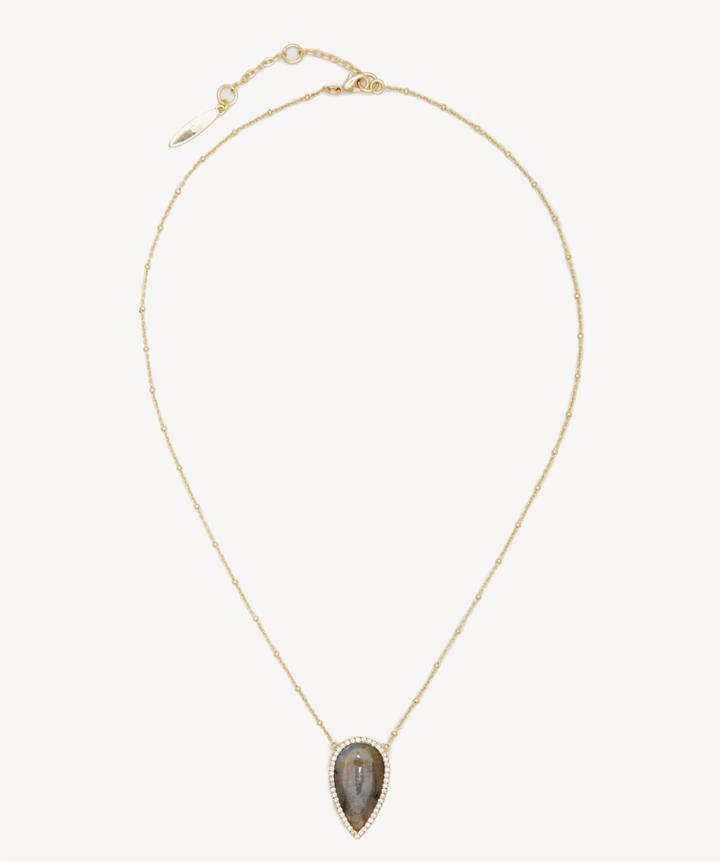Sole Society Women's Pendant Necklace 12k Soft Polish Gold/crystal/labradorite One Size From Sole Society