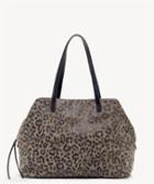 Sole Society Women's Millie Printed Over Tote Leopard Taupe Faux Leather Woven Fabric From Sole Society