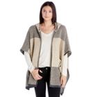 Sole Society Sole Society Simple Striped Hoodie Poncho - Taupe