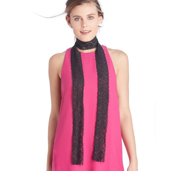 Sole Society Sole Society Skinny Lace Scarf - Black-one Size