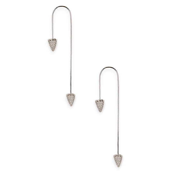 Sole Society Sole Society Pave Dagger Front To Back Earring Silver One Size Os