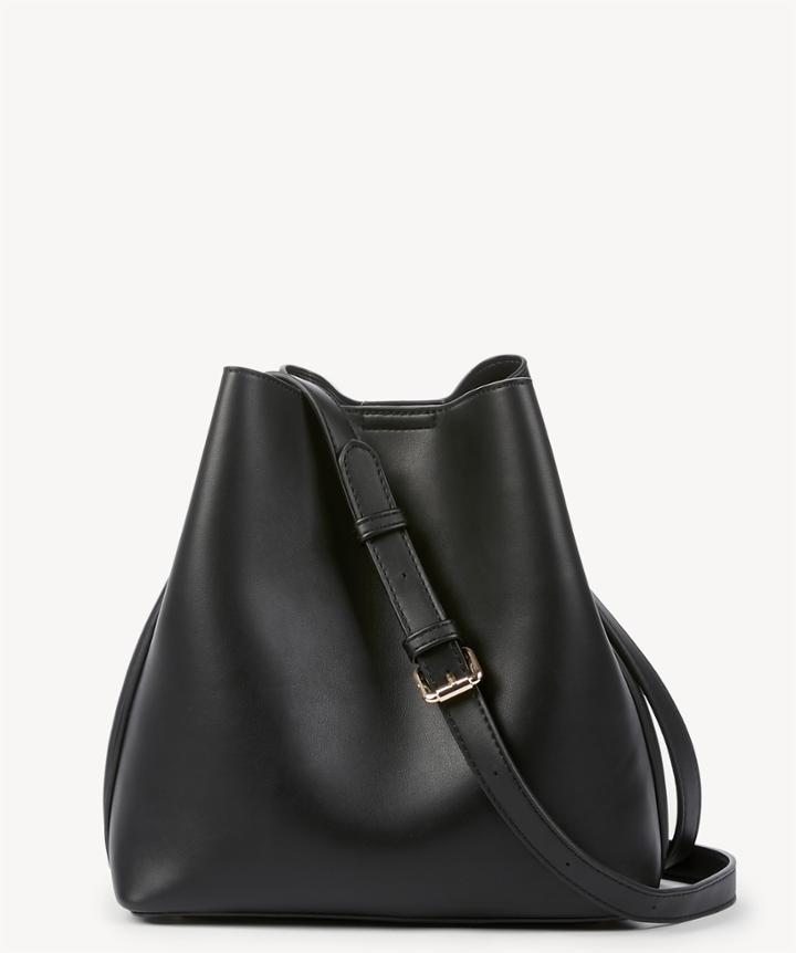 Sole Society Sole Society Noni Smooth Ruched Shoulder Bag Black Faux Leather