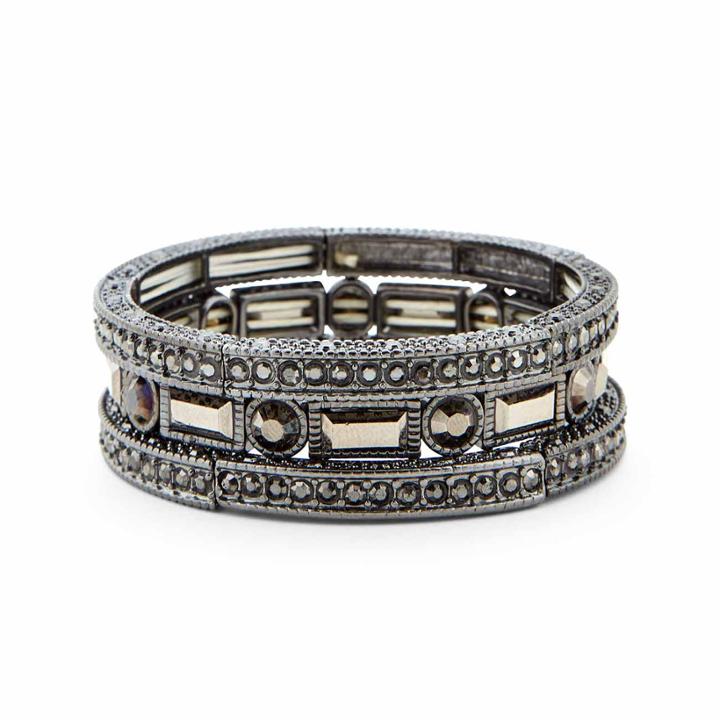 Sole Society Sole Society Pave Stretch Bracelet Set - Gunmetal