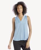 Vince Camuto Vince Camuto Women's V Neck Rumple Blouse In Color: Sapphire Ice Size Xs From Sole Society