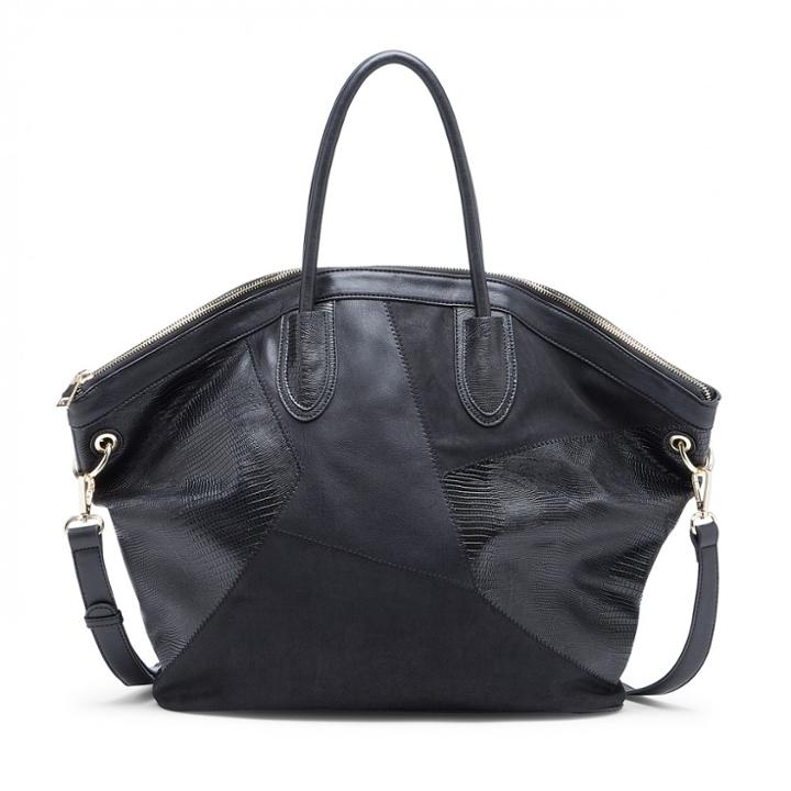 Sole Society Sole Society Welch Vegan Patchwork Tote - Black-one Size
